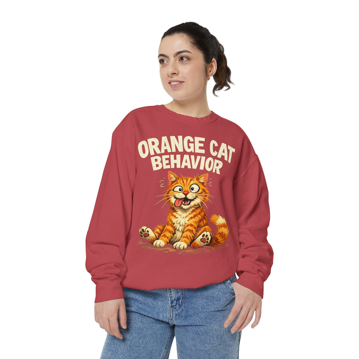 Orange Cat Behavior Sweatshirt — Cute Ginger Kitty Graphic Pullover