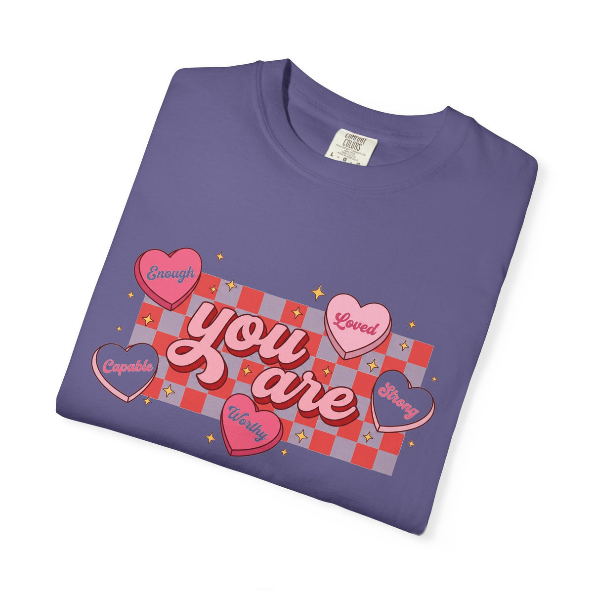 You Are Enough Candy Heart Shirt, Red Check Affirmation Tee, Valentines Self Love Shirt, Gift For Her