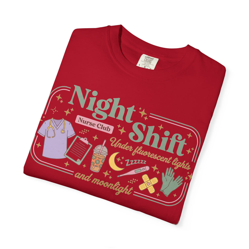 Night Shift Nurse Club Shirt, Under Fluorescent Lights And Moonlight Tee, Cute Night Nurse Shirt, RN Gift