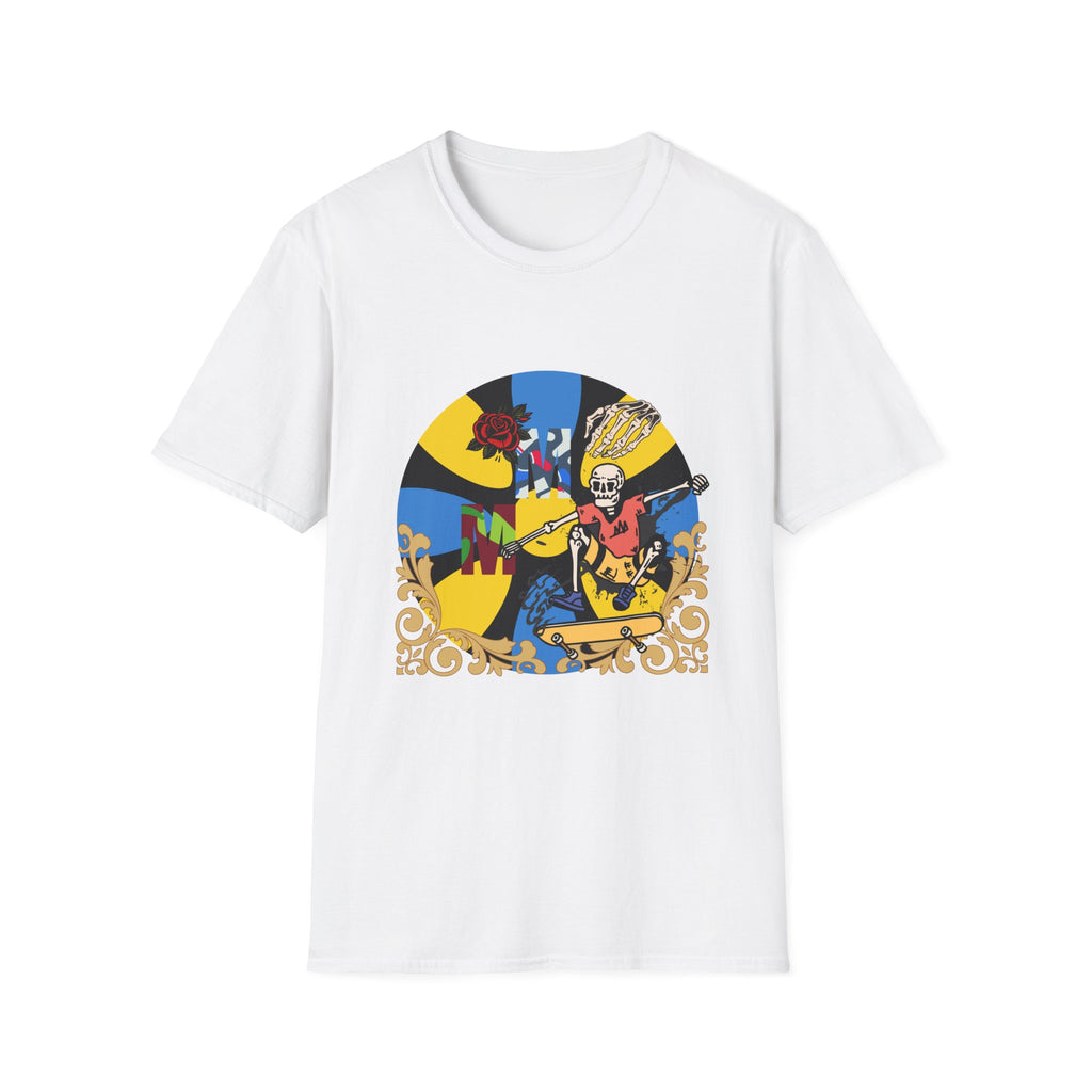 Retro Skateboard Graphic T-Shirt — Vibrant Pop Art Skate Crew Tee