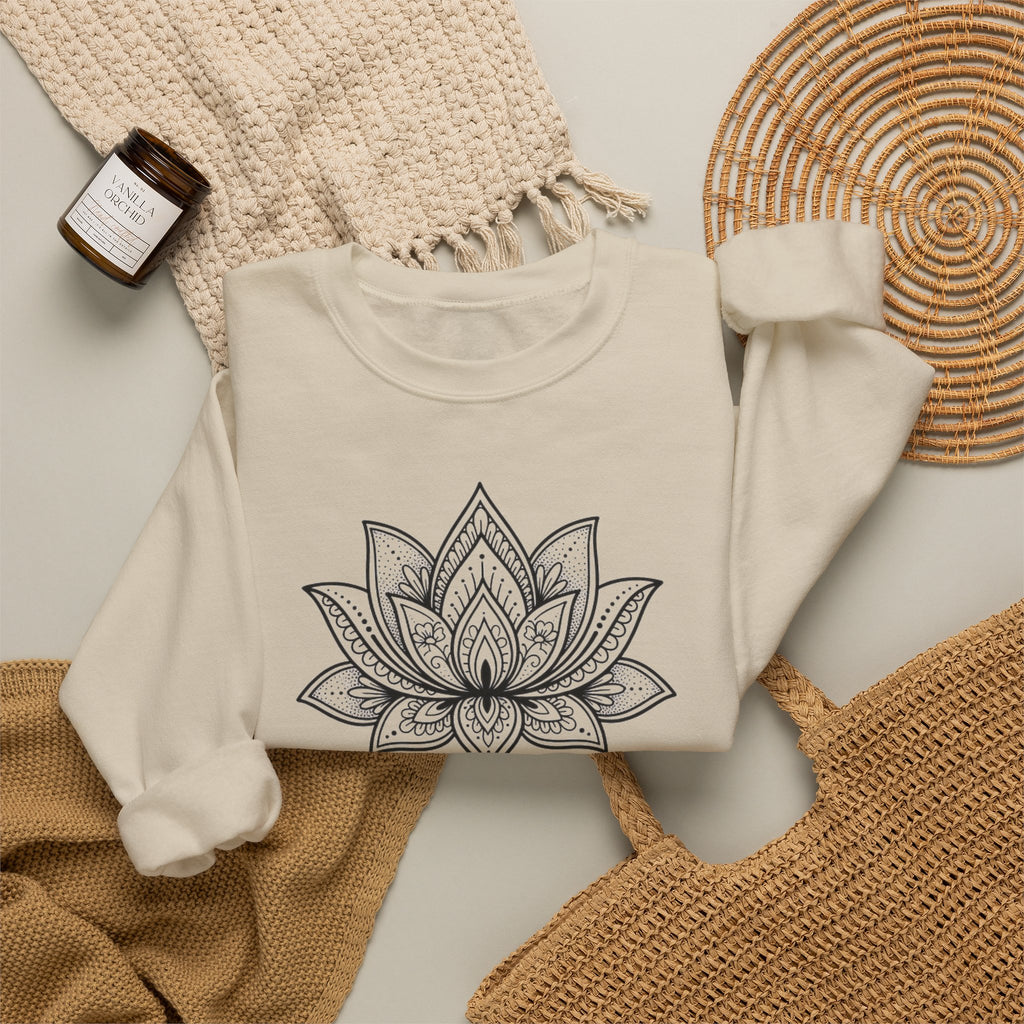 Choose To Be Kind Lotus Sweatshirt, Mandala Lotus Flower Sweatshirt, Yoga Kindness Gift, Boho Line Art Sweatshirt, Meditation Sweatshirt, Mi