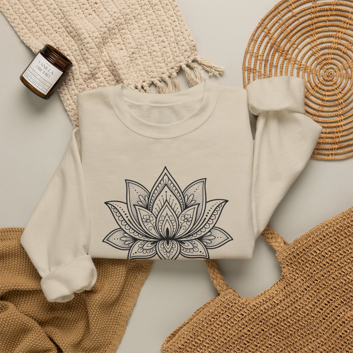 Choose To Be Kind Lotus Sweatshirt, Mandala Lotus Flower Sweatshirt, Yoga Kindness Gift, Boho Line Art Sweatshirt, Meditation Sweatshirt, Mi