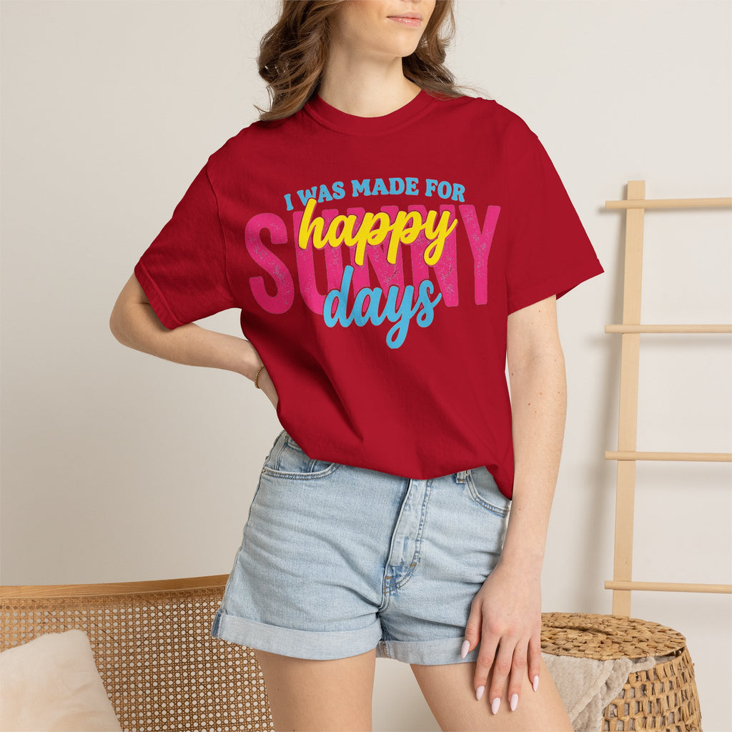 Happy Sunny Days Wide Shirt, Retro Layered Type Summer Tee, Bright Vacation Shirt, Summer Gift