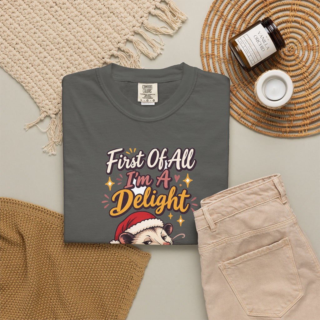 Sarcastic Gift First Of All I'm A Delight Ornament Mug Shirt Funny Christmas Gift for Coworker Sister Friend Opossum