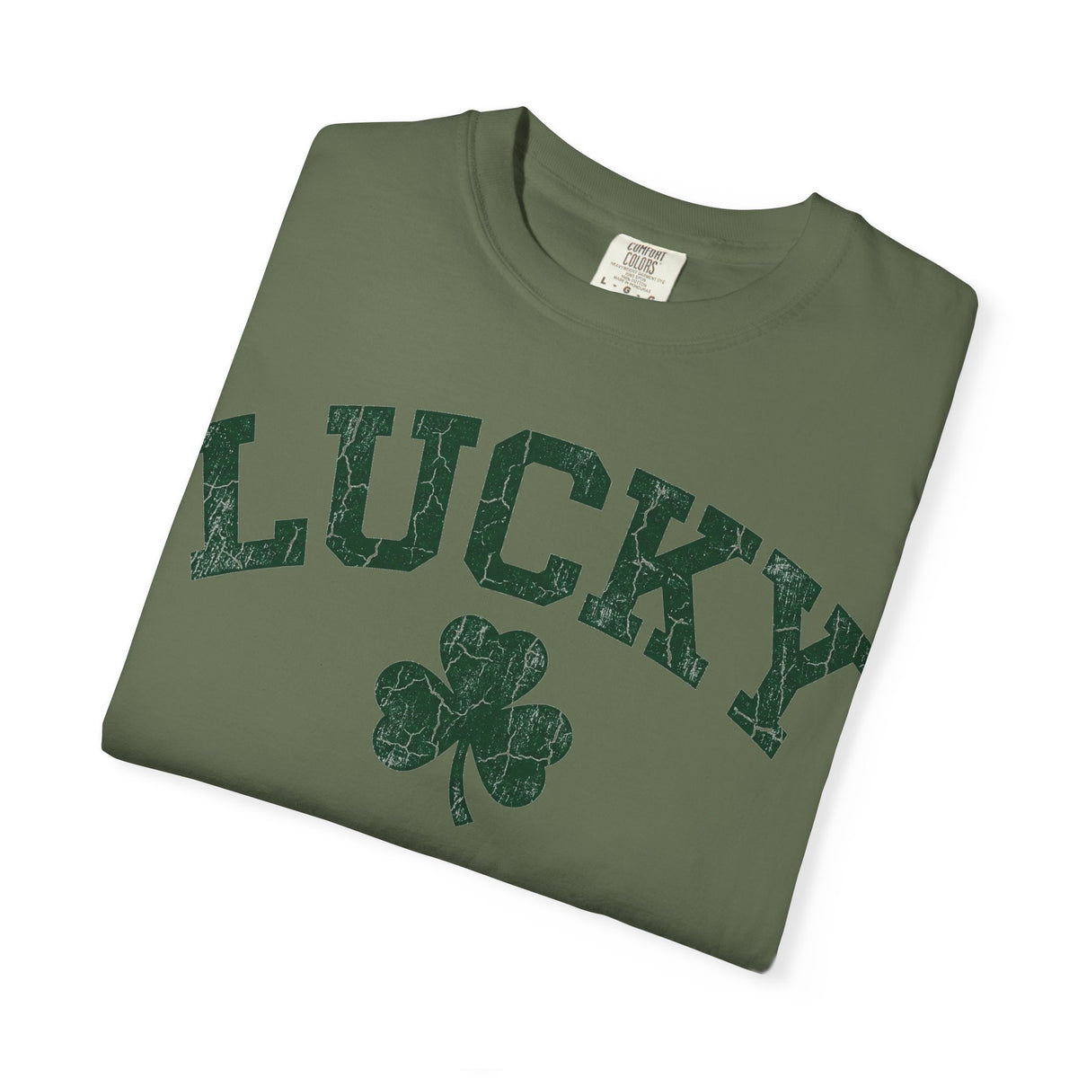 Lucky Clover Collegiate Shirt, Cracked Varsity Green Tee, St Patricks Day Shirt, Shamrock Gift