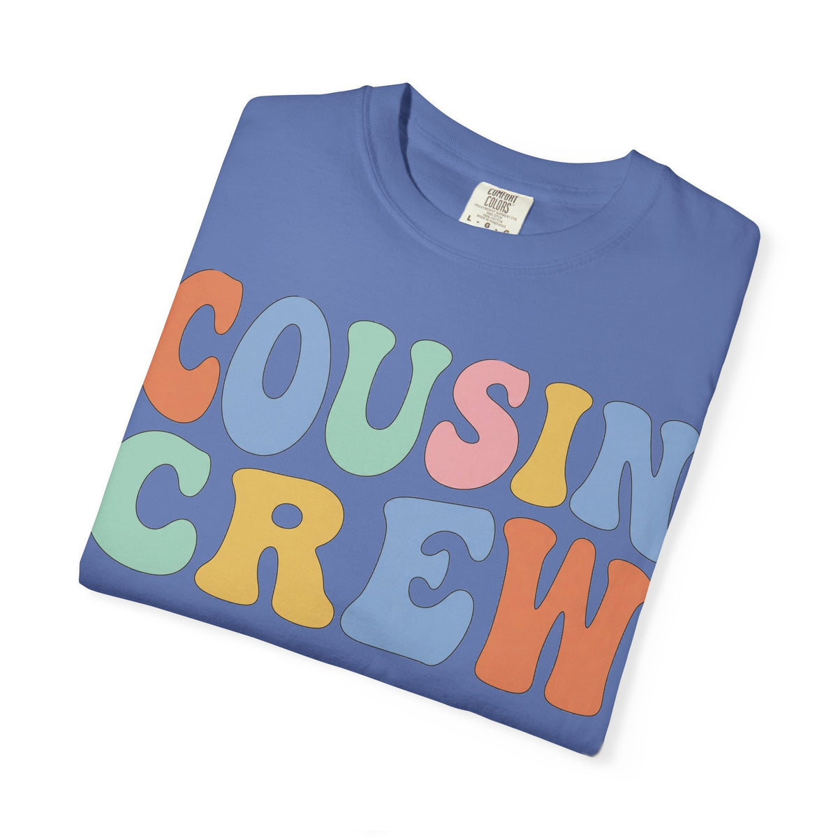 Cousin Crew Wide Groovy Shirt, Pastel Retro Letter Tee, Family Reunion Matching Shirt, Cousin Gift