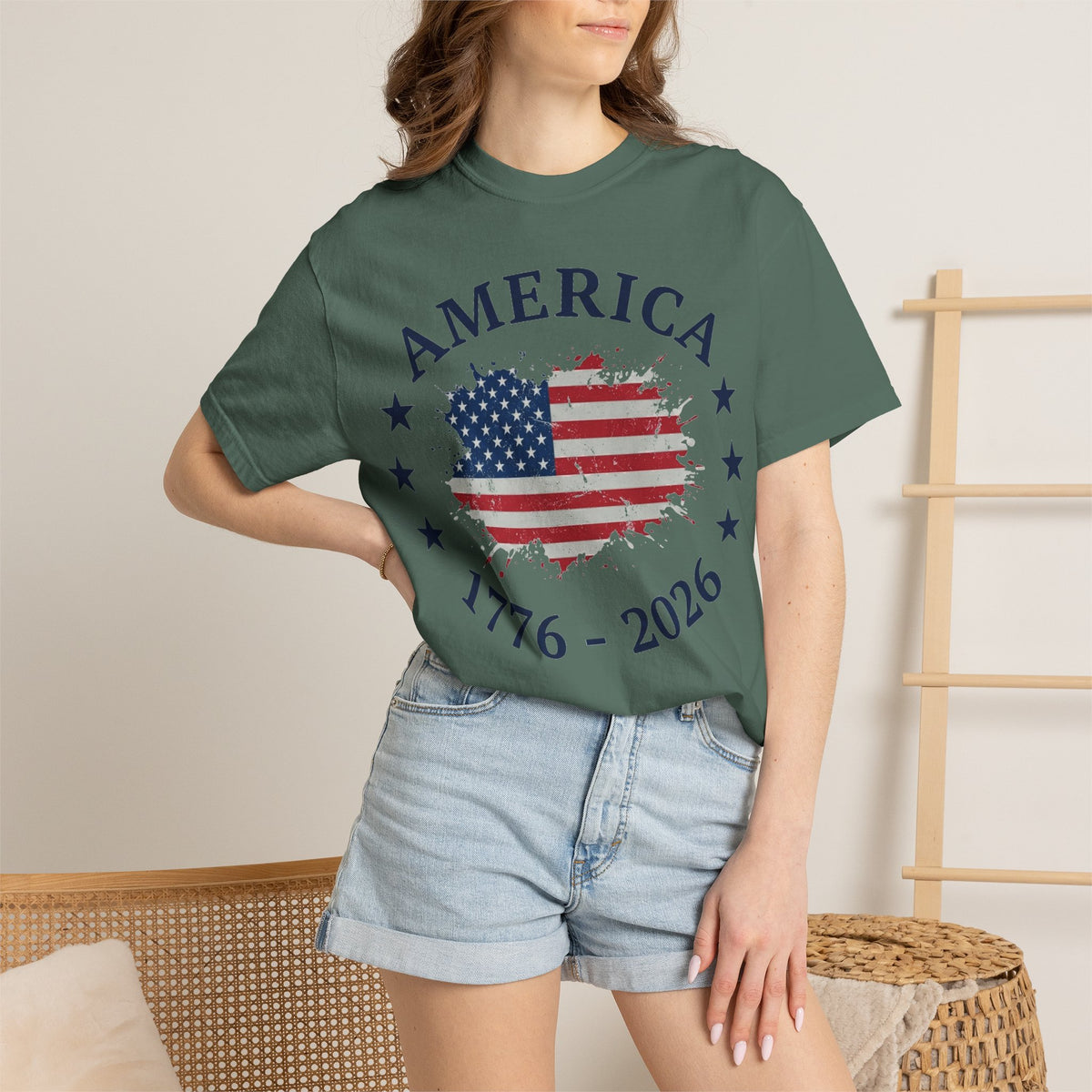 America 1776 2026 Shirt, Distressed Flag Oval Tee, Patriotic 250th Anniversary Shirt, Fourth Of July Gift