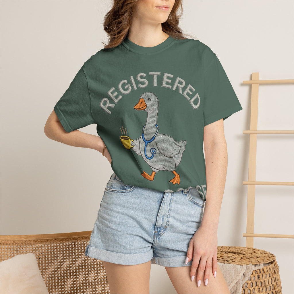Registered Silly Goose Straight Text Shirt, Embroidered Look Nurse Goose Tee, Funny RN Shirt, Nurse Gift