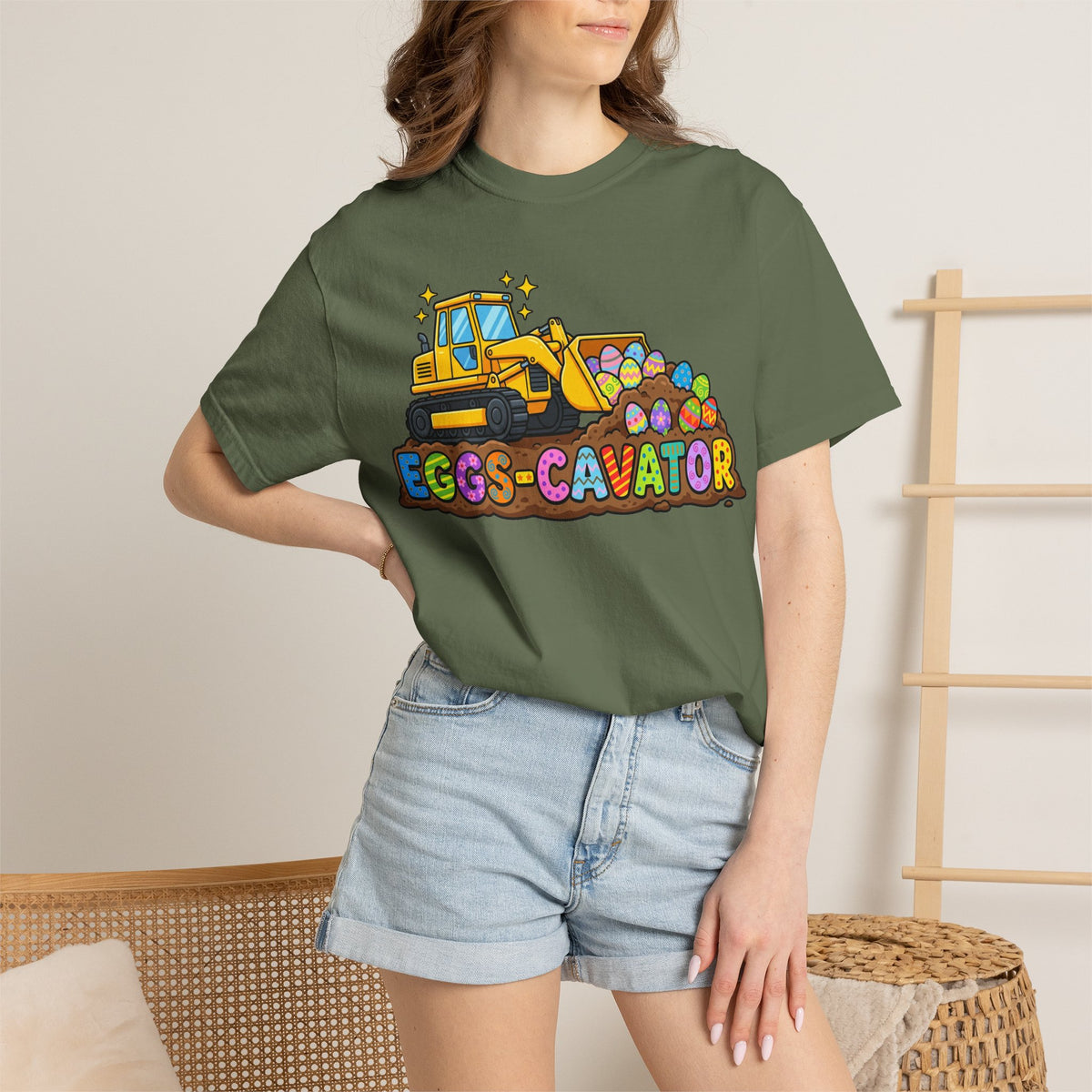 Eggs-Cavator Shirt, Funny Easter Digger Tee, Construction Easter Egg Shirt, Toddler Boy Easter Gift