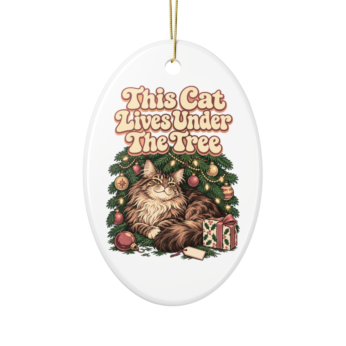 This Cat Lives Under The Tree Ornament, Funny Friend Christmas Gift, Secret Santa Stocking Stuffer, Ceramic Christmas Ornament 2026