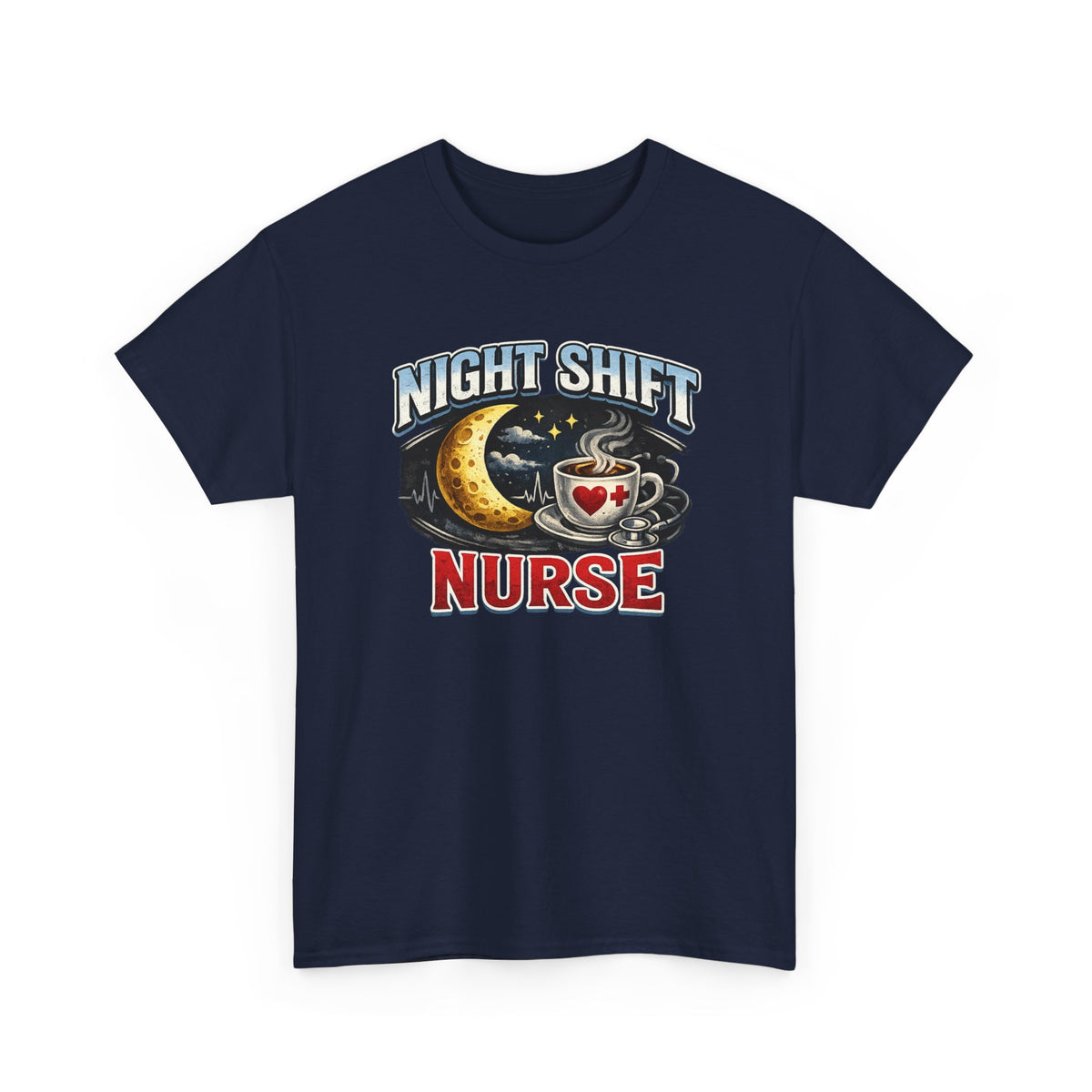 Night Shift Nurse T‑Shirt - Cute Moon & Coffee Graphic Tee for Nurses