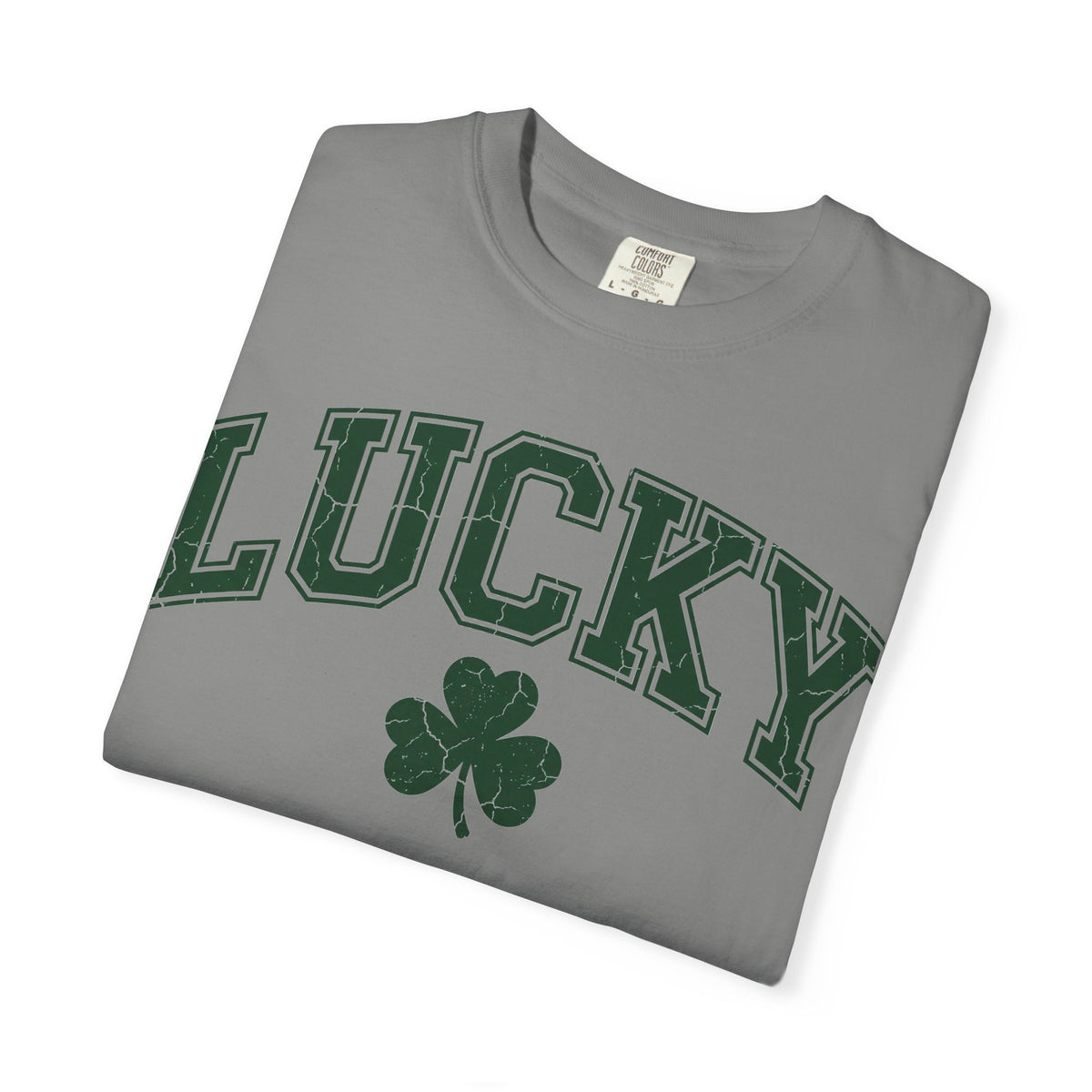 Lucky Shamrock Varsity Shirt, Distressed Green Clover Tee, St Patricks Day Collegiate Shirt, Irish Gift