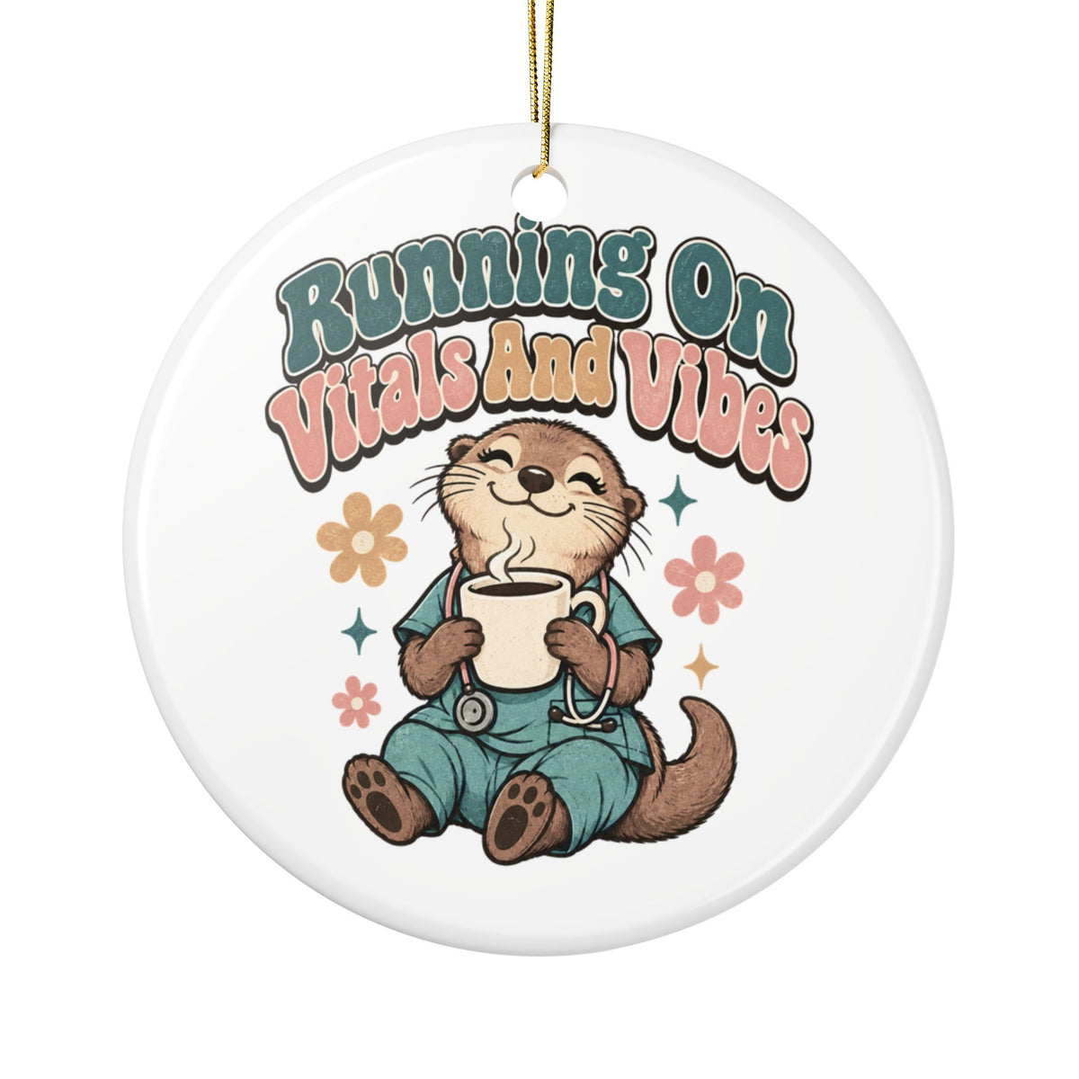 Running On Vitals And Vibes Ornament, Funny Nurse Gift for Her Him, Nurse Christmas Gift, Christmas Ornament 2026