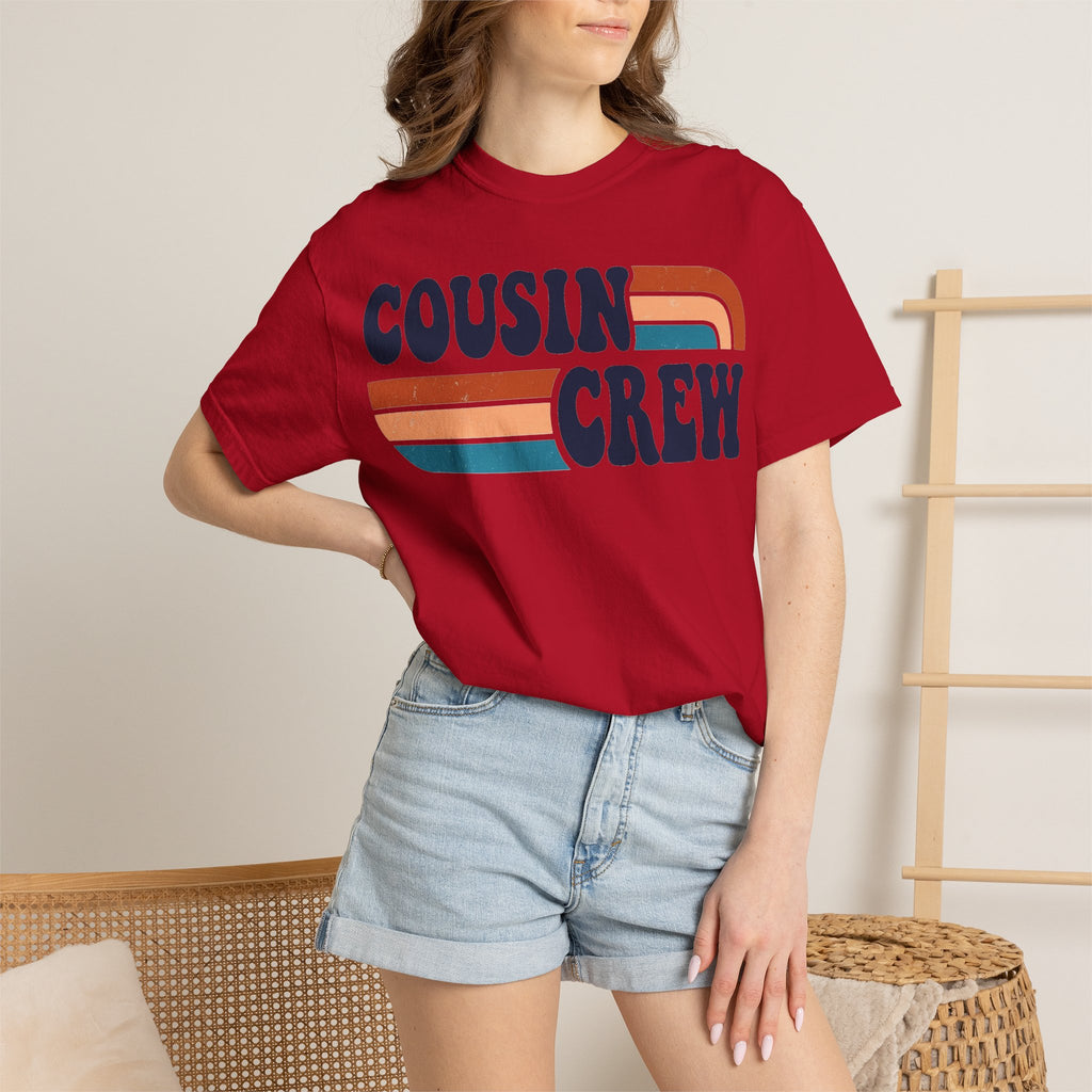 Cousin Crew Rainbow Stripe Shirt, Retro Family Reunion Tee, Matching Cousins Shirt, Family Gift