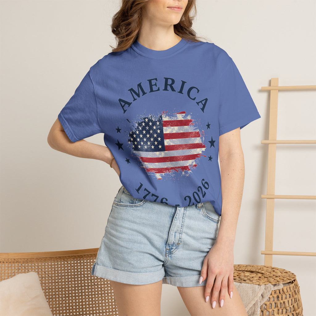 America 1776 2026 Arched Shirt, Vintage Flag Splash Tee, Patriotic Americana Shirt, Independence Day Gift