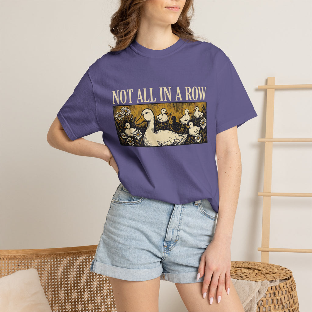 Not All In A Row Gold Panel Shirt, Woodcut Duck Family Tee, Folk Art Duck Shirt, Funny Gift