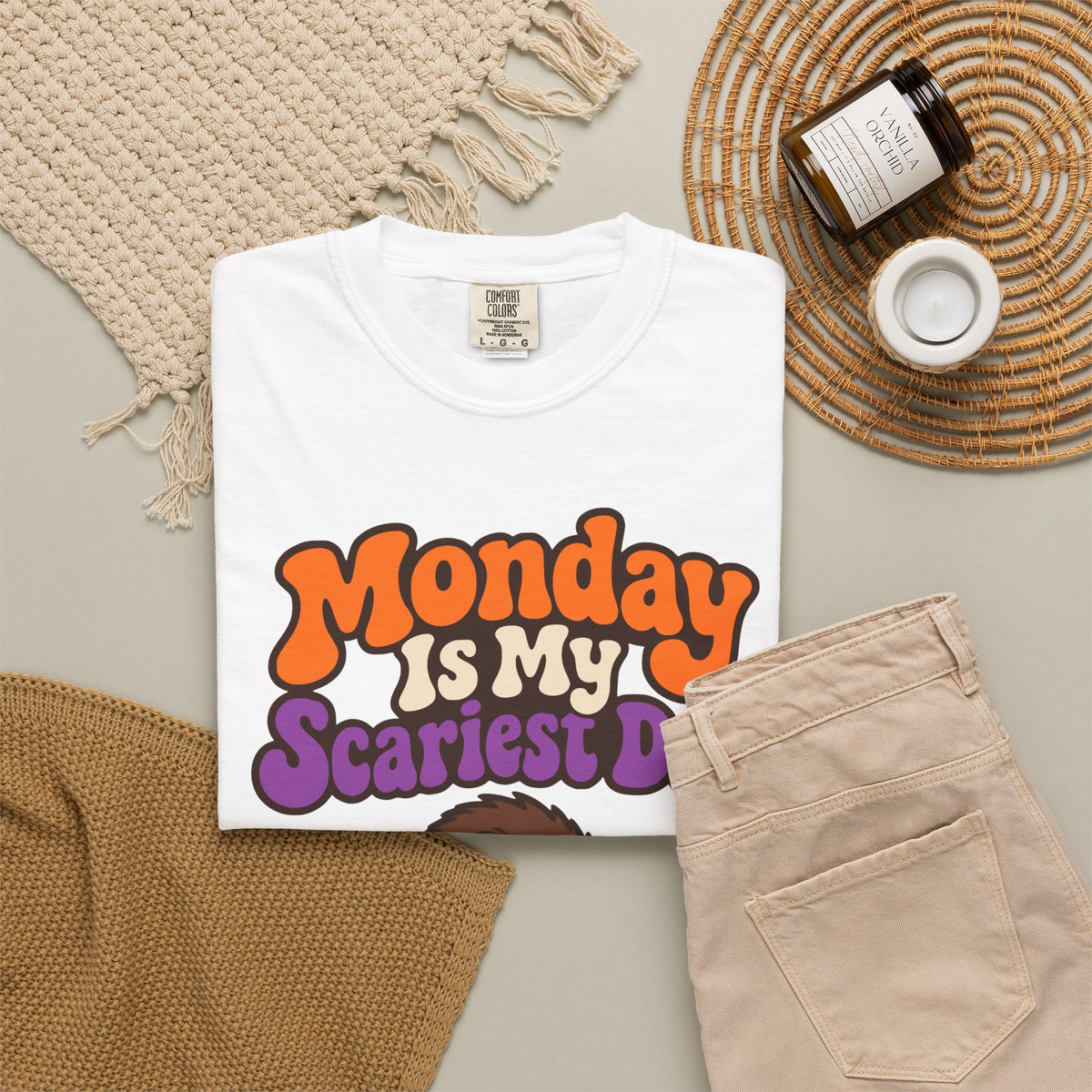 Monday Is My Scariest Day Halloween Shirt, Funny Spider Coffee Tee, Retro Spooky Humor