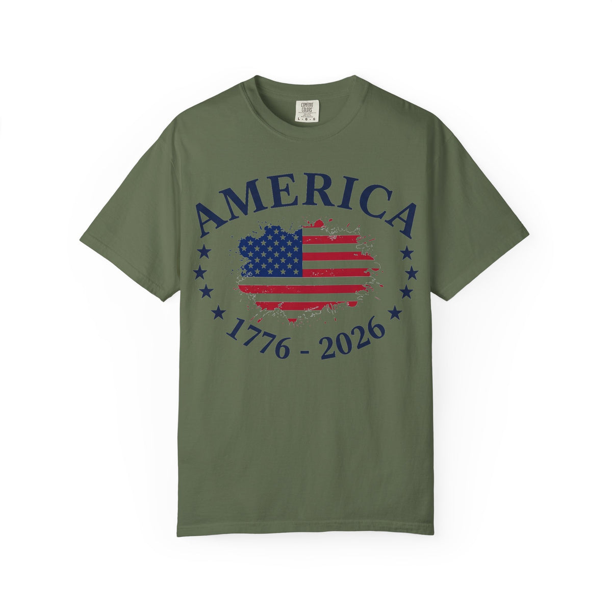 America 1776 2026 Wide Flag Shirt, Patriotic Star Border Tee, Distressed USA Flag Shirt, July 4th Gift