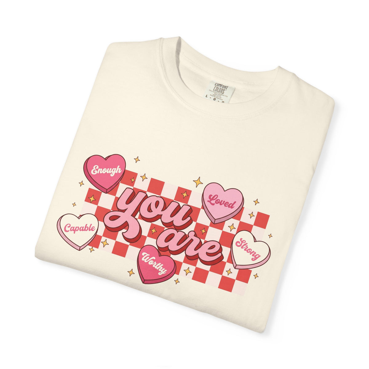 You Are Enough Candy Heart Shirt, Red Check Affirmation Tee, Valentines Self Love Shirt, Gift For Her
