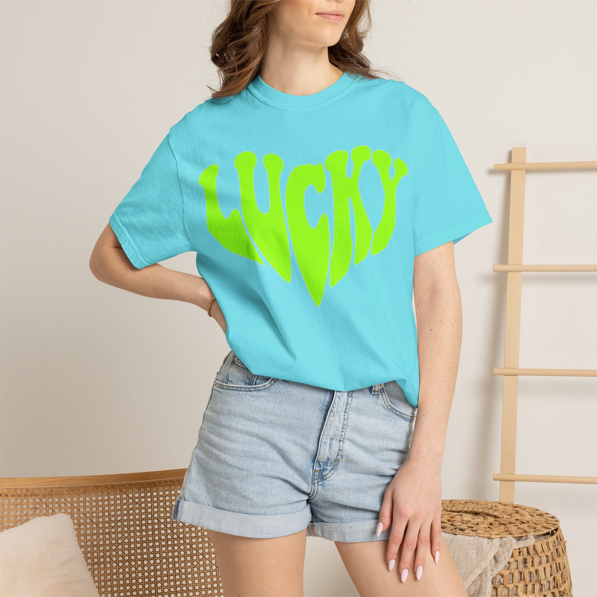 Lucky Melting Letters Shirt, Neon Green Trippy Tee, Psychedelic St Patricks Shirt, Festival Gift