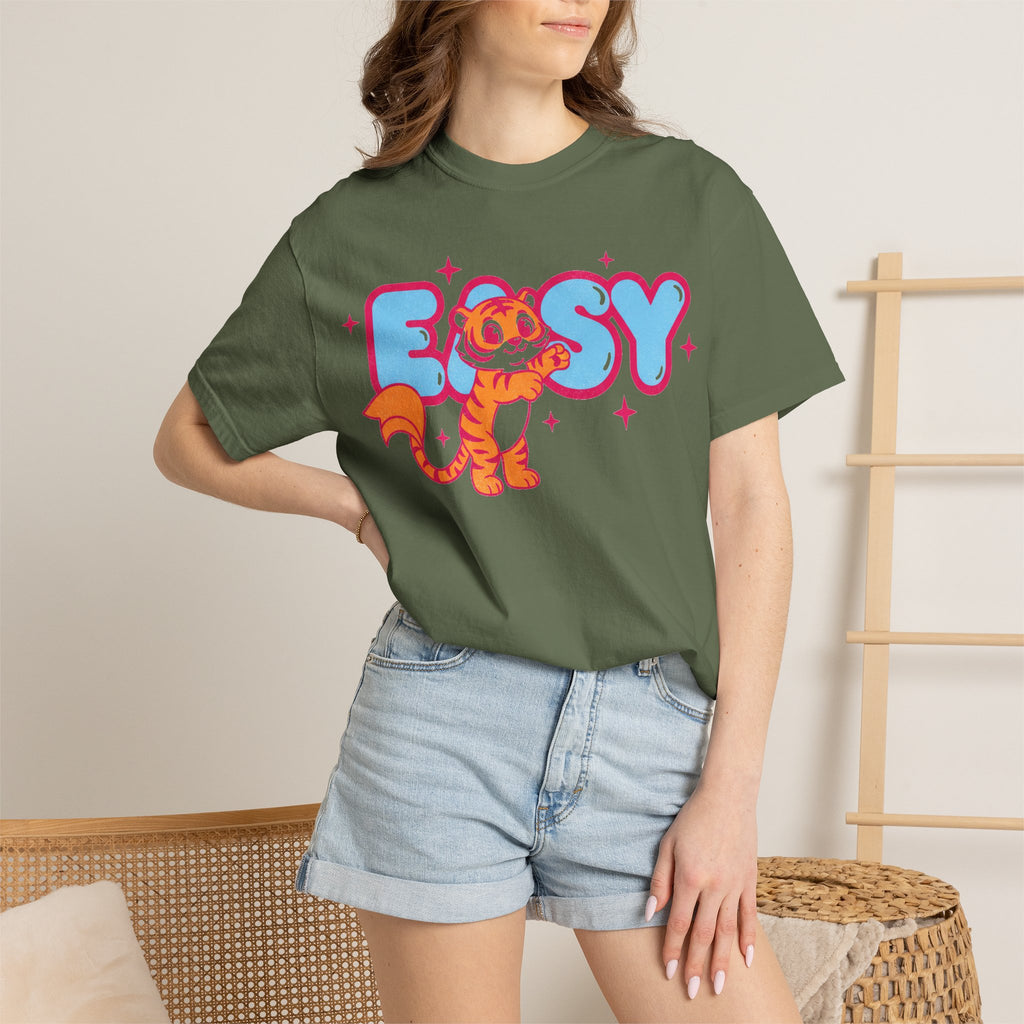 Easy Tiger Centre Cub Shirt, Y2K Retro Bubble Tiger Tee, Pink Sparkle Shirt, Funny Flirty Gift
