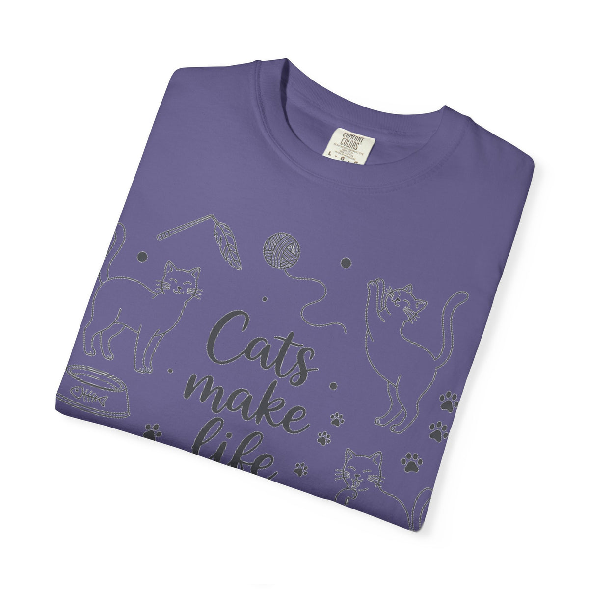 Cats Make Life Better Tall Shirt, Line Art Cat Collage Tee, Cat Lover Shirt, Cat Mom Gift