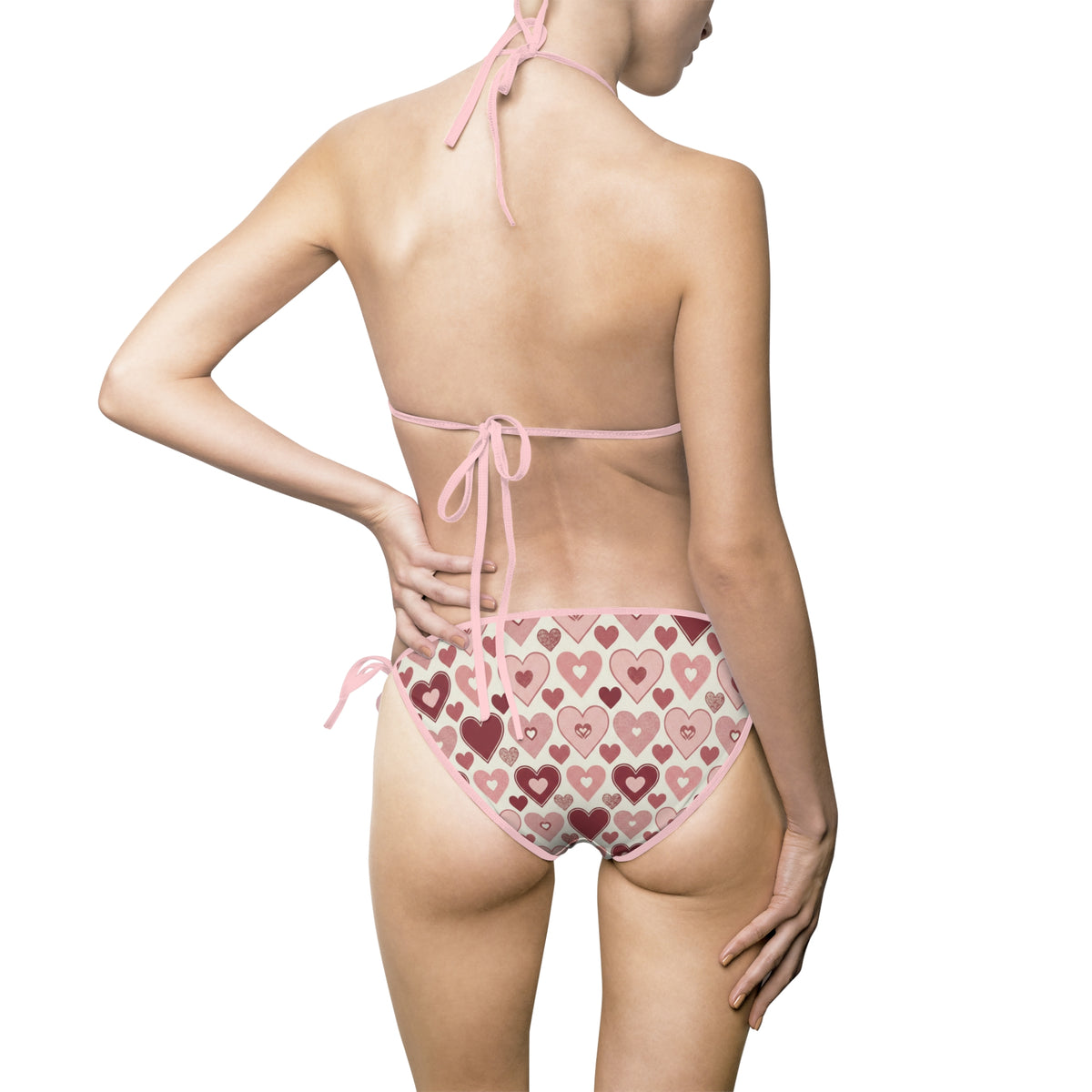 Heart Print Tie-Side Bikini — Women's Valentine Swimwear