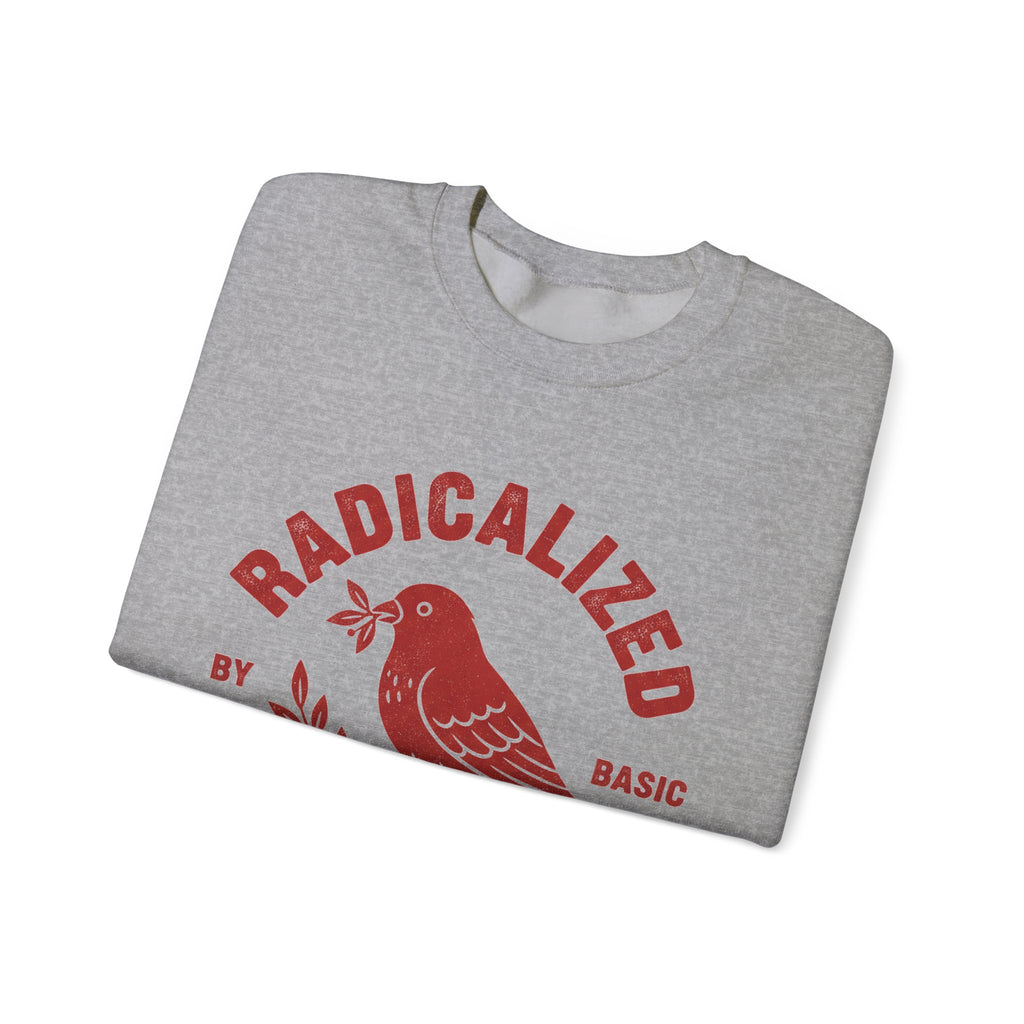 Radicalized By Basic Decency Sweatshirt, Vintage Bird Badge Political Sweatshirt, Progressive Kindness Sweatshirt, Liberal Gift, Retro Activ