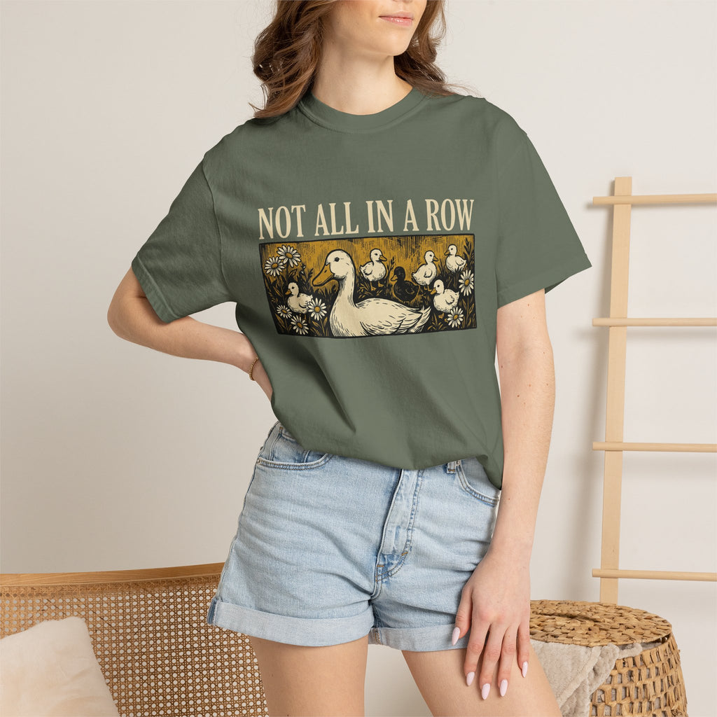 Not All In A Row Gold Panel Shirt, Woodcut Duck Family Tee, Folk Art Duck Shirt, Funny Gift