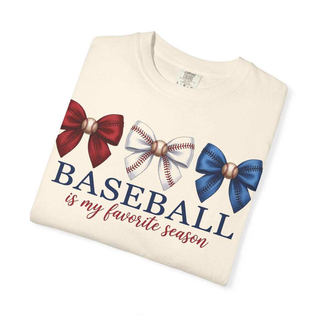 Baseball Is My Favorite Season Shirt, Coquette Baseball Bows Tee, Baseball Mom Shirt, Game Day Gift
