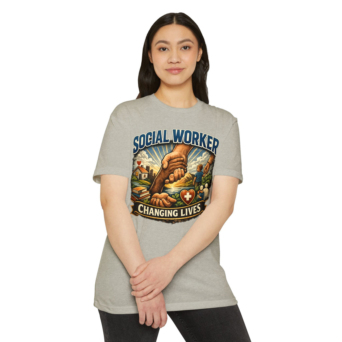 Social Worker T-Shirt — "Changing Lives" Graphic Tee for Caregivers & Advocates