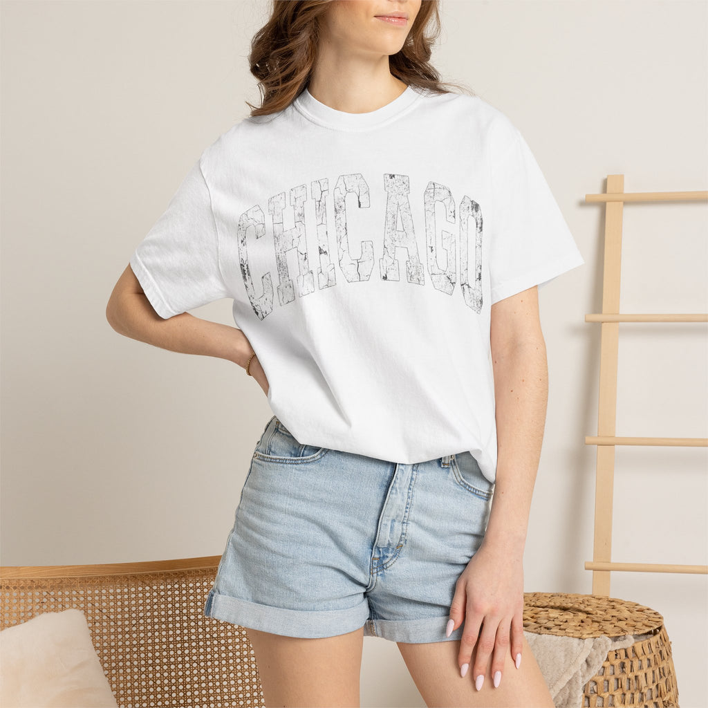Chicago Vintage Shirt, Distressed Varsity Chicago Tee, Illinois Home City Shirt, Chicago Gift