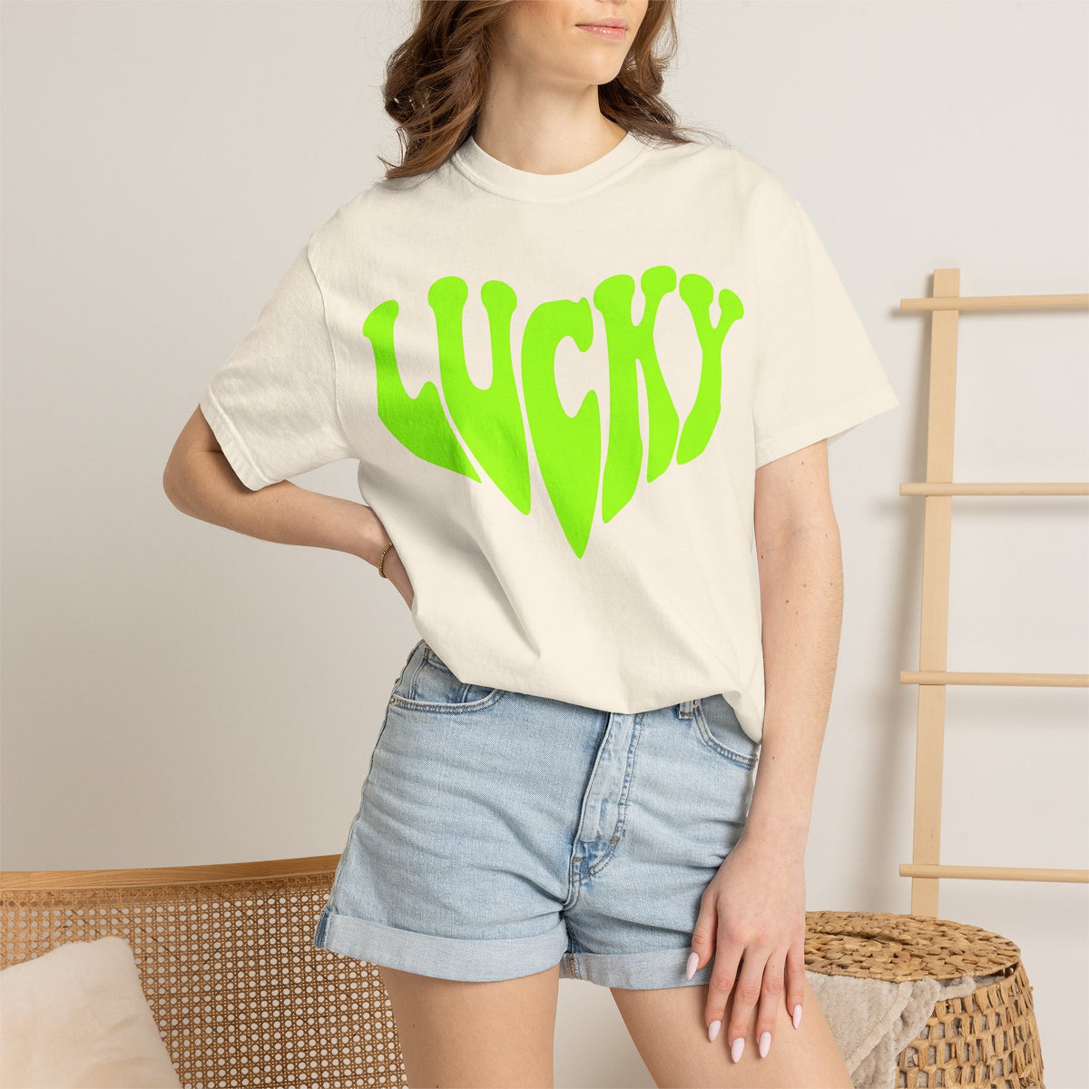 Lucky Melting Letters Shirt, Neon Green Trippy Tee, Psychedelic St Patricks Shirt, Festival Gift