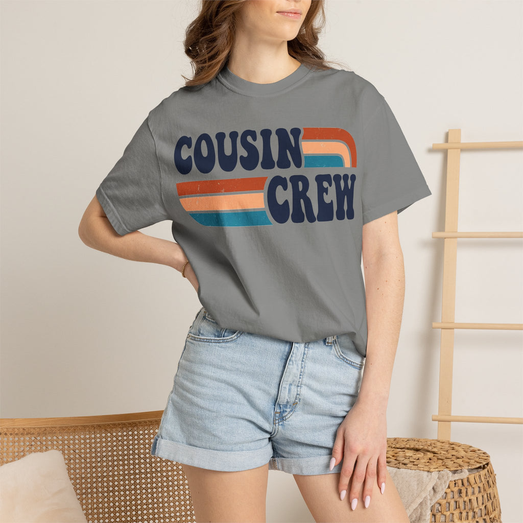 Cousin Crew Rainbow Stripe Shirt, Retro Family Reunion Tee, Matching Cousins Shirt, Family Gift