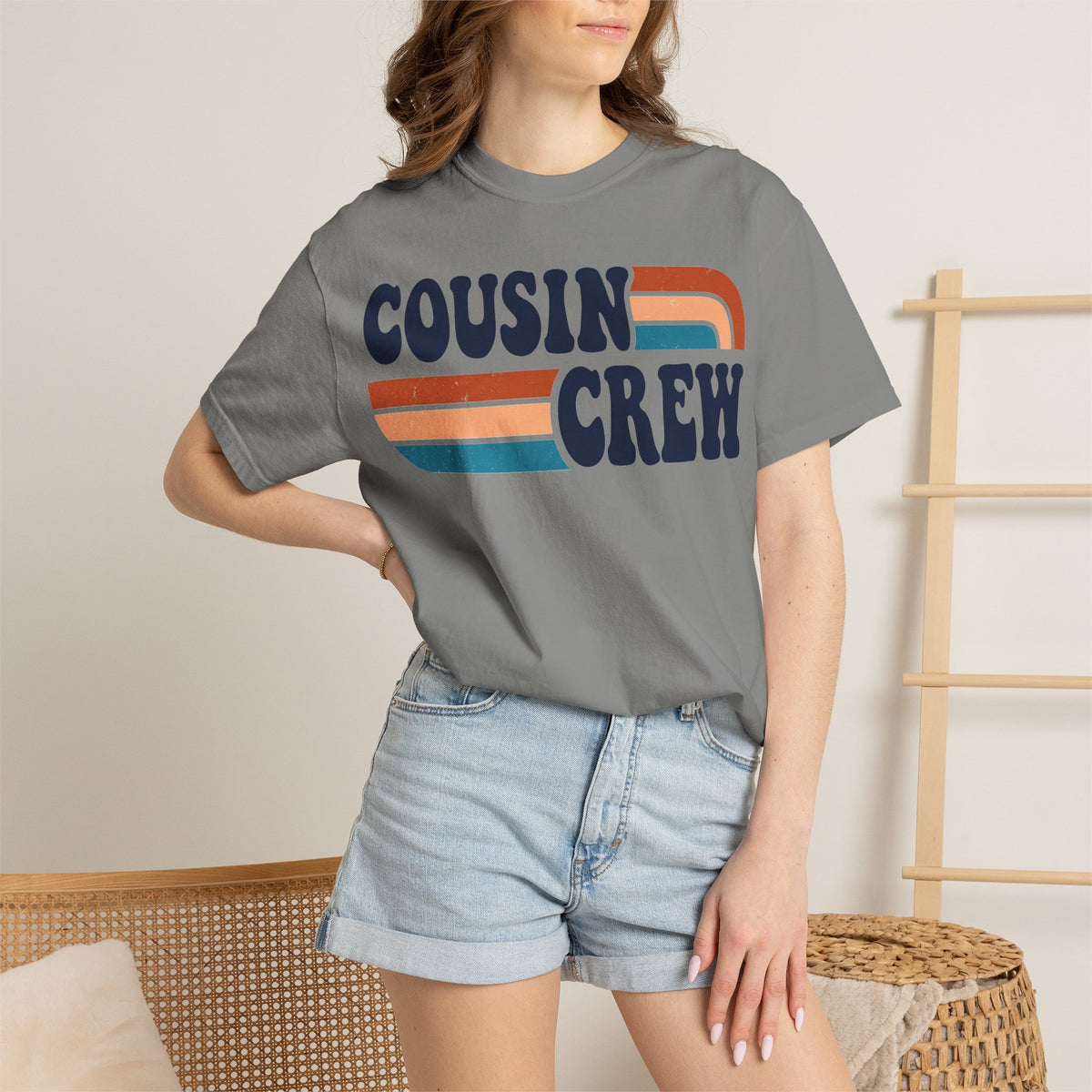 Cousin Crew Rainbow Stripe Shirt, Retro Family Reunion Tee, Matching Cousins Shirt, Family Gift
