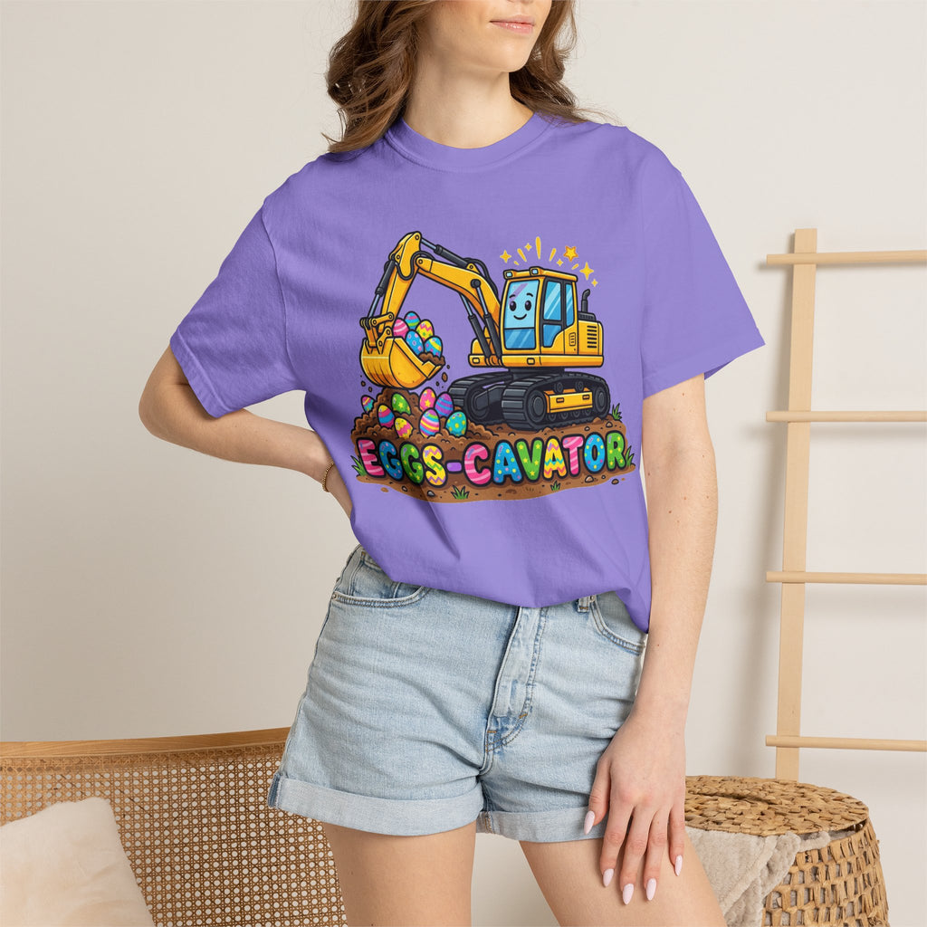 Eggs-Cavator Excavator Shirt, Funny Easter Construction Tee, Digger Easter Egg Shirt, Boys Easter Gift
