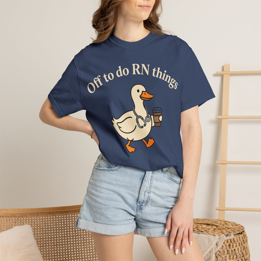Off To Do RN Things Shirt, Funny Nurse Duck Coffee Tee, Stethoscope Duck Shirt, Nurse Gift