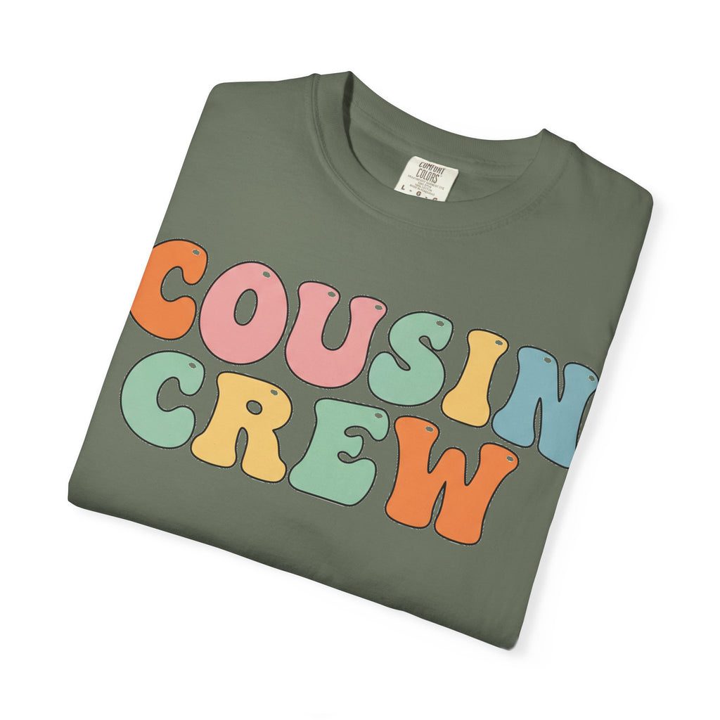 Cousin Crew Stacked Shirt, Groovy Retro Pastel Tee, Matching Cousins Reunion Shirt, Family Gift