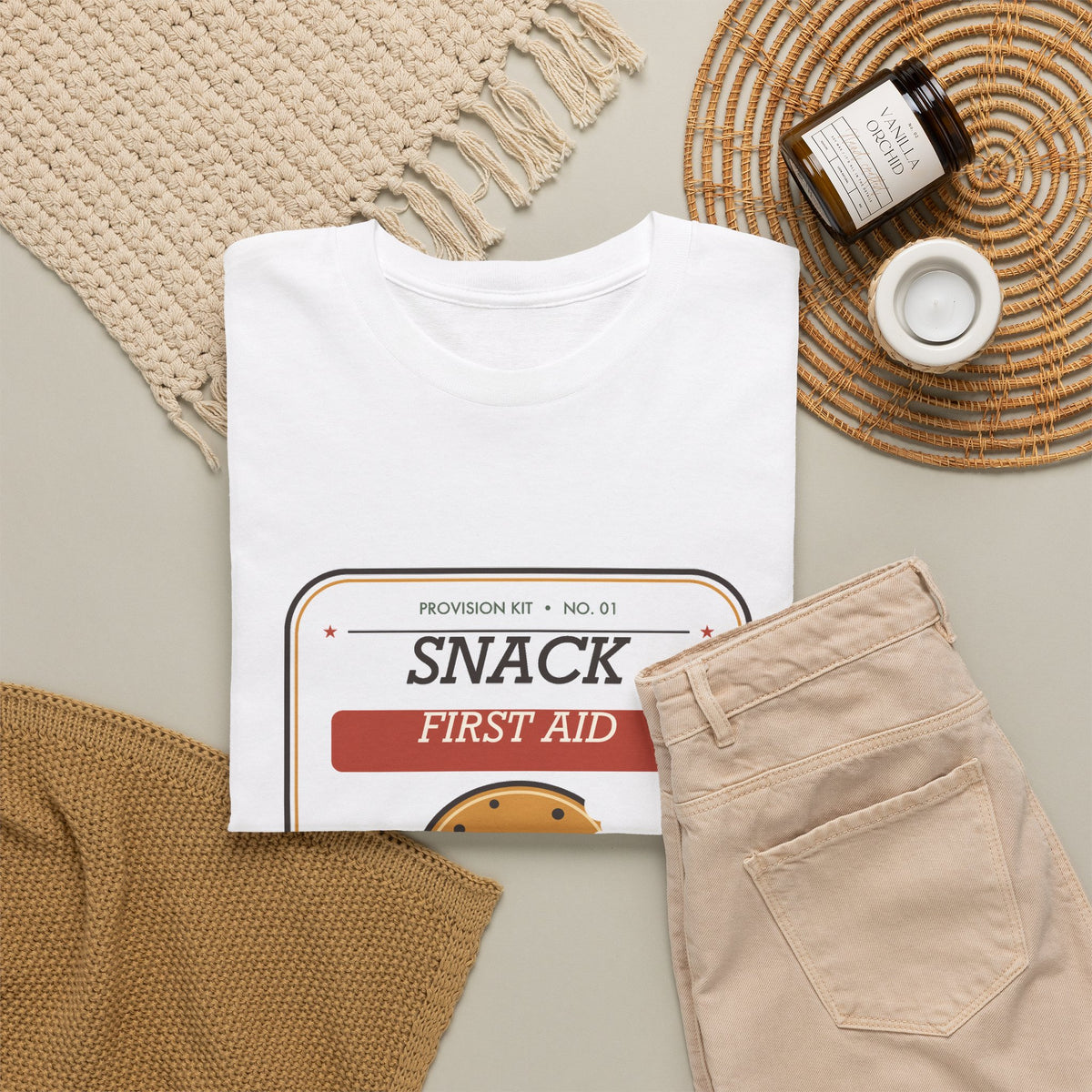 Snack First Aid Tee — Apply Crumbs Generously | Funny Cookie Shirt