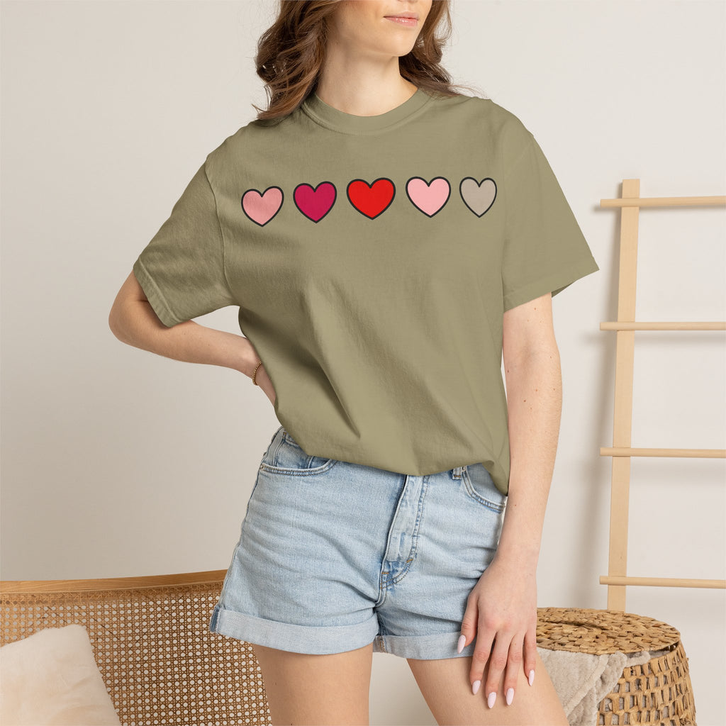 Row Of Hearts Shirt, Minimal Pink Heart Line Tee, Simple Valentine Shirt, Galentines Gift