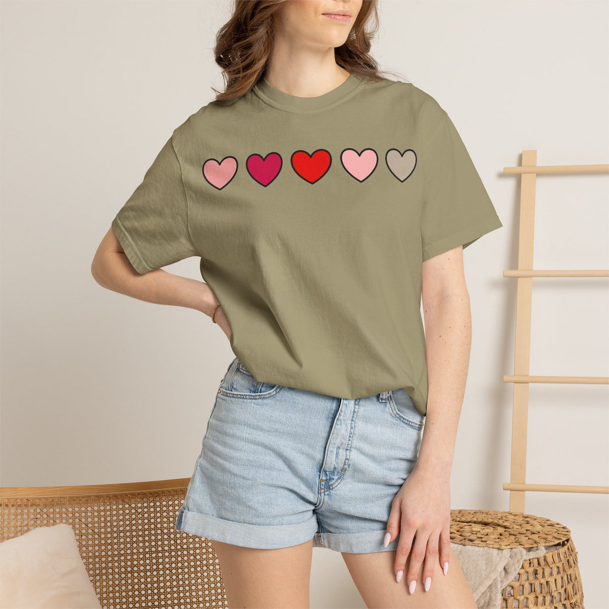 Row Of Hearts Shirt, Minimal Pink Heart Line Tee, Simple Valentine Shirt, Galentines Gift