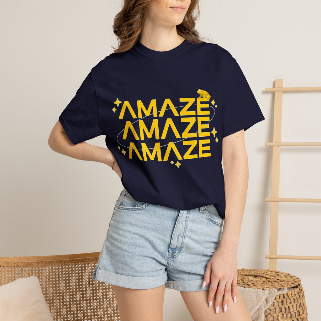 Amaze Amaze Amaze Shirt, Retro Stacked Type Tee, Tiny Frog Graphic Shirt, Funny Minimal Gift