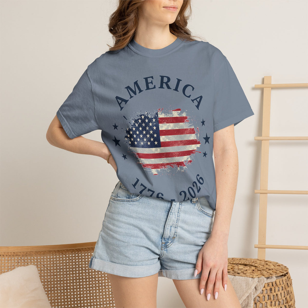 America 1776 2026 Arched Shirt, Vintage Flag Splash Tee, Patriotic Americana Shirt, Independence Day Gift