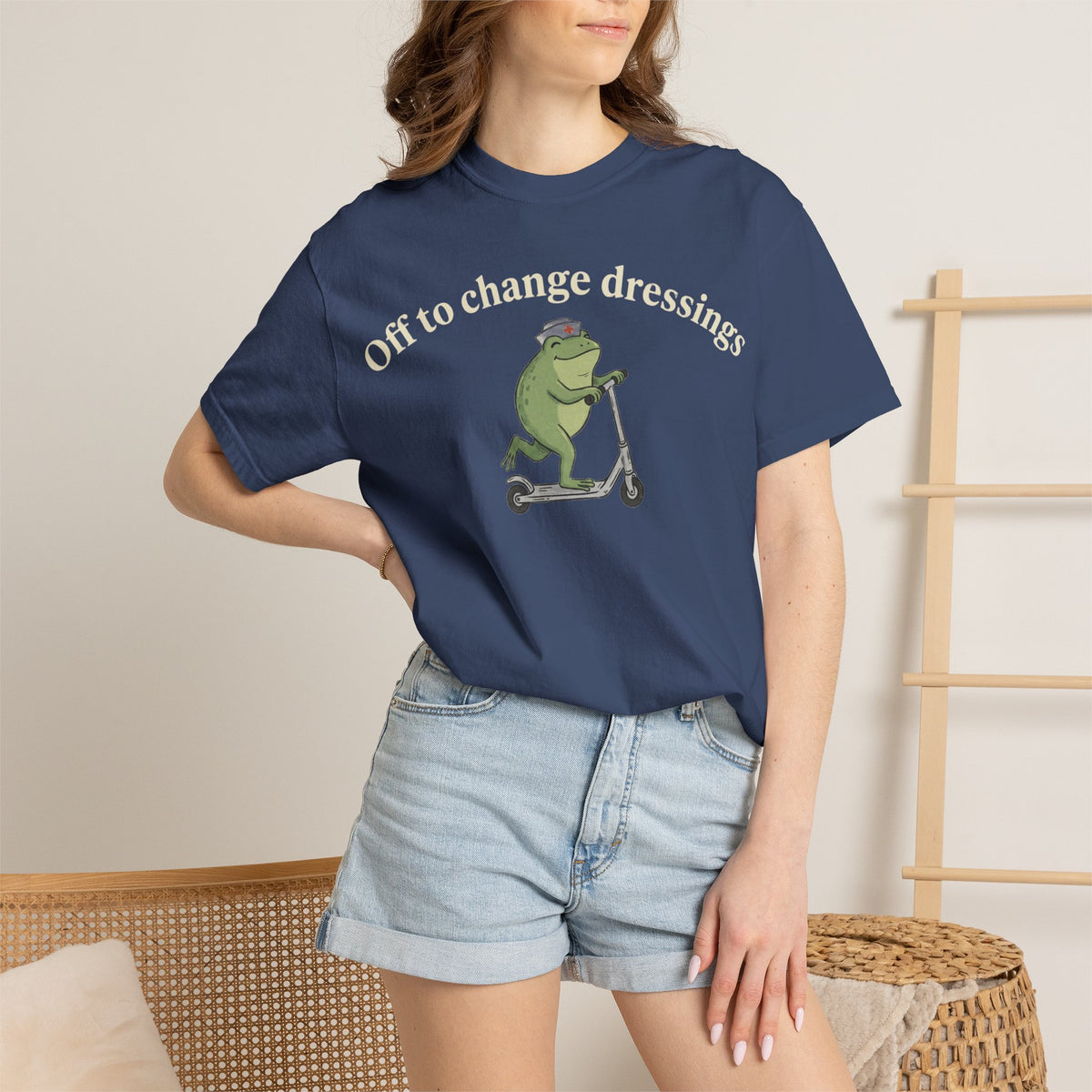 Off To Change Dressings Wide Shirt, Nurse Frog On A Scooter Tee, Funny Wound Care Shirt, RN Gift