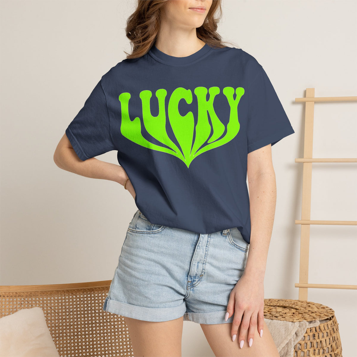 Lucky Drippy Type Shirt, Neon Green Psychedelic Tee, Retro St Patricks Day Shirt, Rave Gift