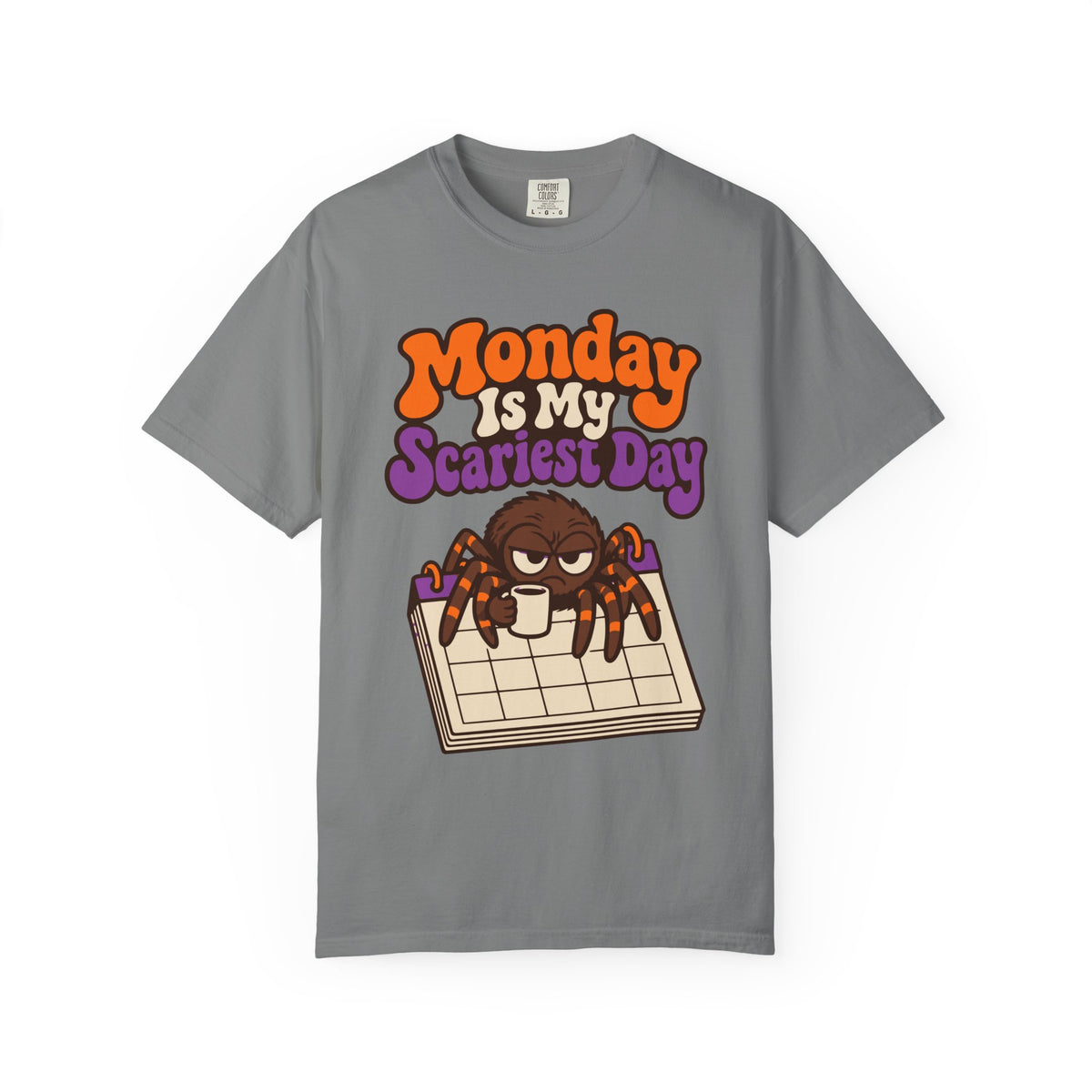 Monday Is My Scariest Day Halloween Shirt, Funny Spider Coffee Tee, Retro Spooky Humor