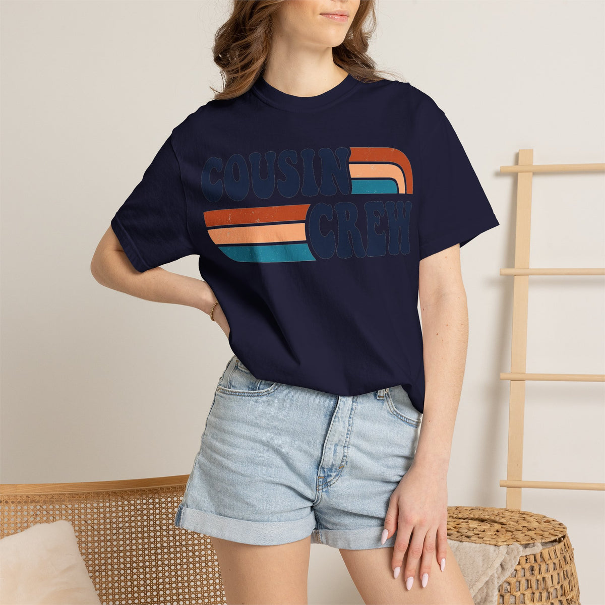 Cousin Crew Rainbow Stripe Shirt, Retro Family Reunion Tee, Matching Cousins Shirt, Family Gift