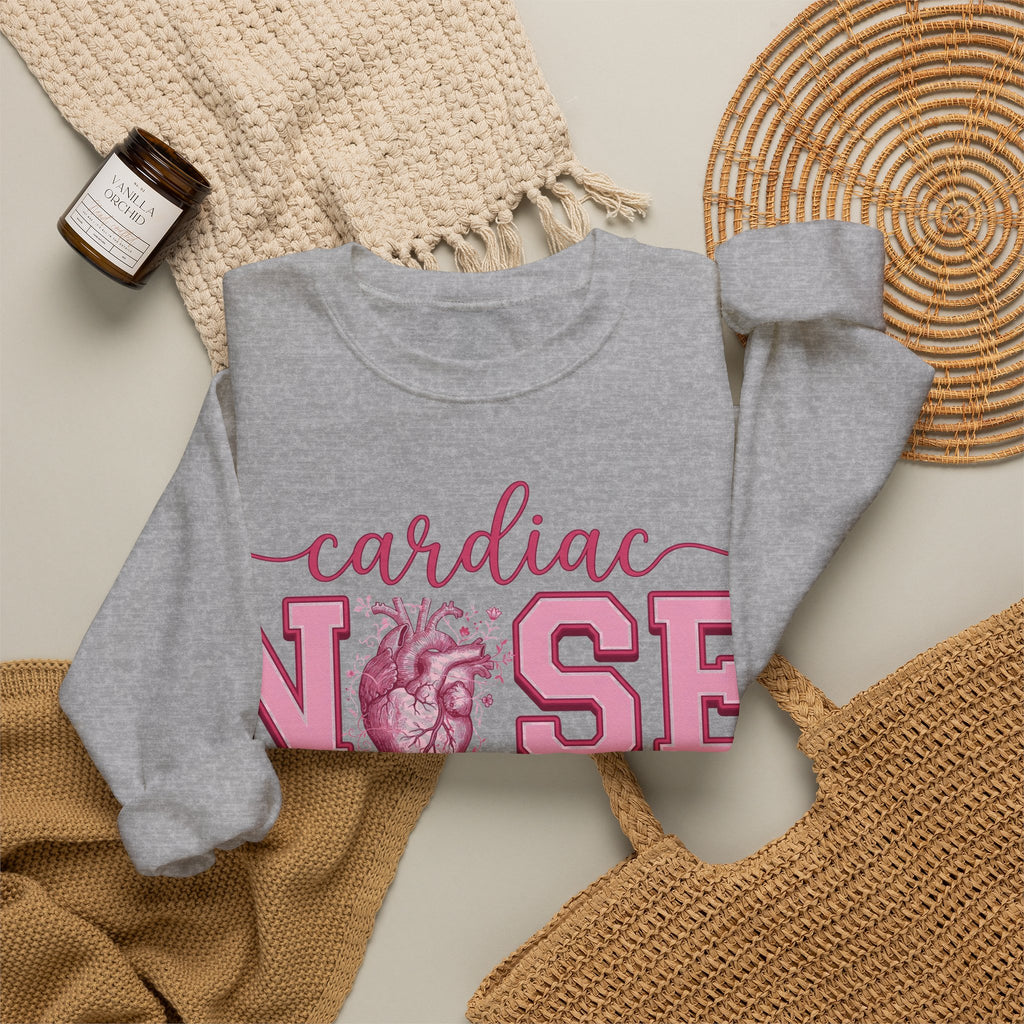Cardiac Nurse Sweatshirt, Anatomical Heart Nurse Sweatshirt, Pink Varsity Cardiology Nurse Gift, ICU Cardiac RN Sweatshirt, Telemetry Nurse