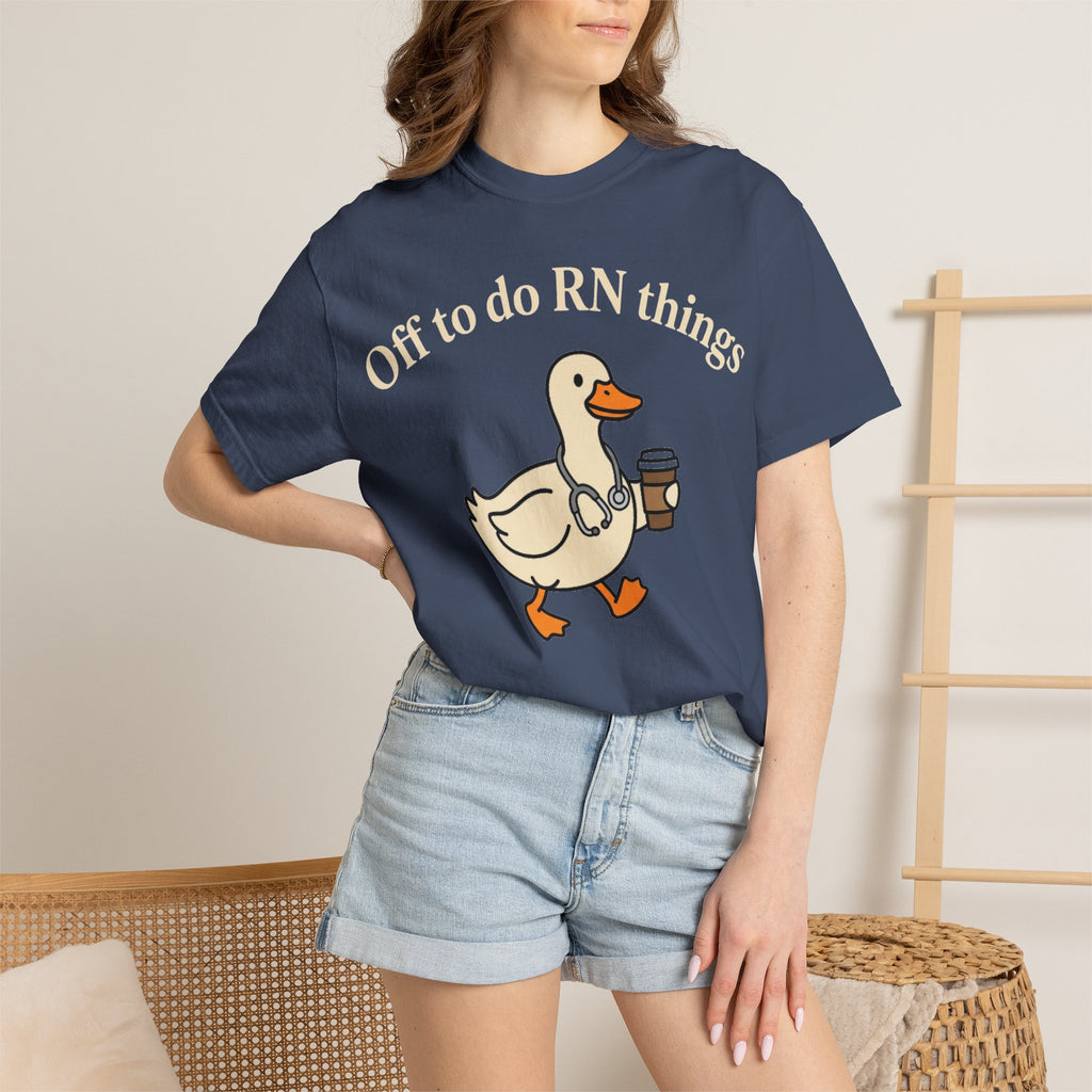 Off To Do RN Things Shirt, Funny Nurse Duck Coffee Tee, Stethoscope Duck Shirt, Nurse Gift