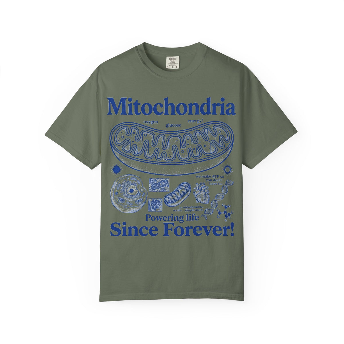 Mitochondria Powering Life Since Forever Tall Shirt, Retro Biology Poster Tee, Science Teacher Shirt, Nerd Gift